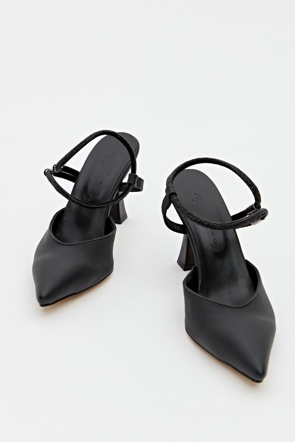 Kadın Topuklu Üstten Bantlı Abiye Ayakkabı SİYAH