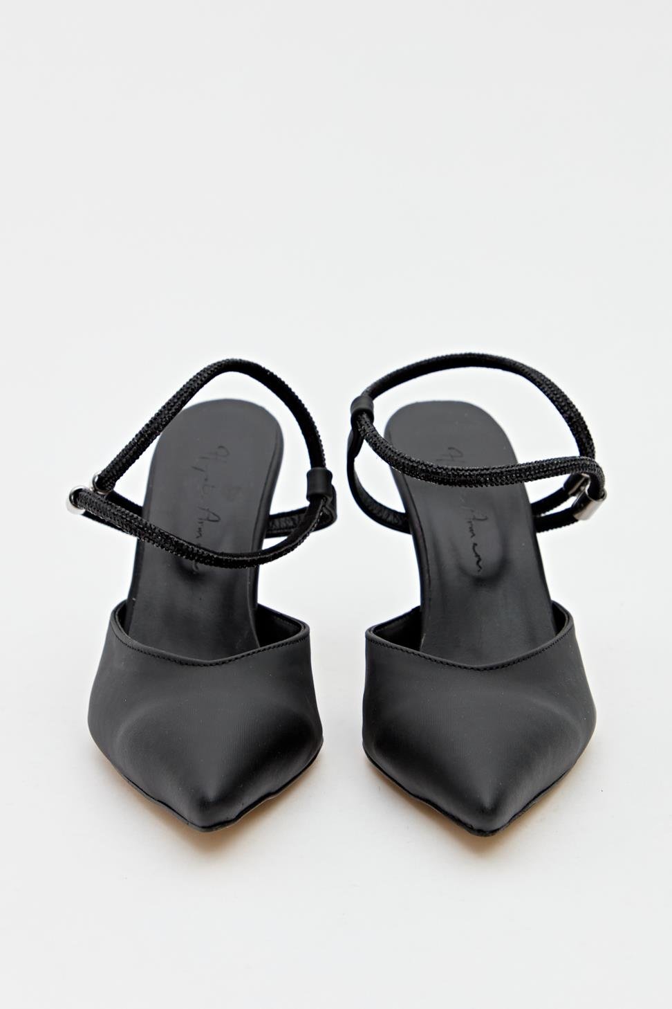 Kadın Topuklu Üstten Bantlı Abiye Ayakkabı SİYAH