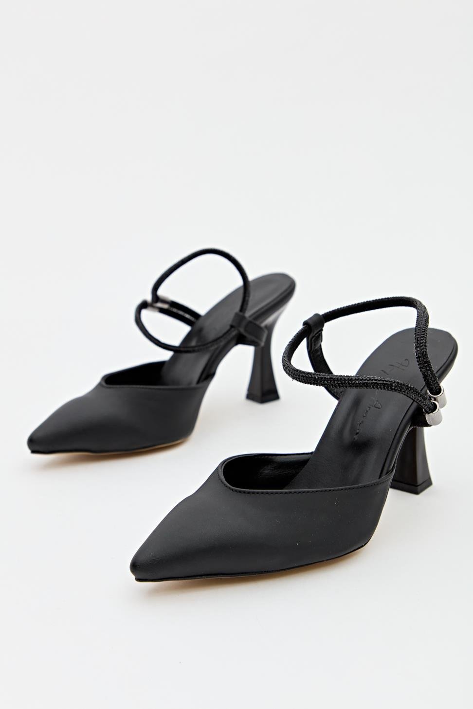 Kadın Topuklu Üstten Bantlı Abiye Ayakkabı SİYAH