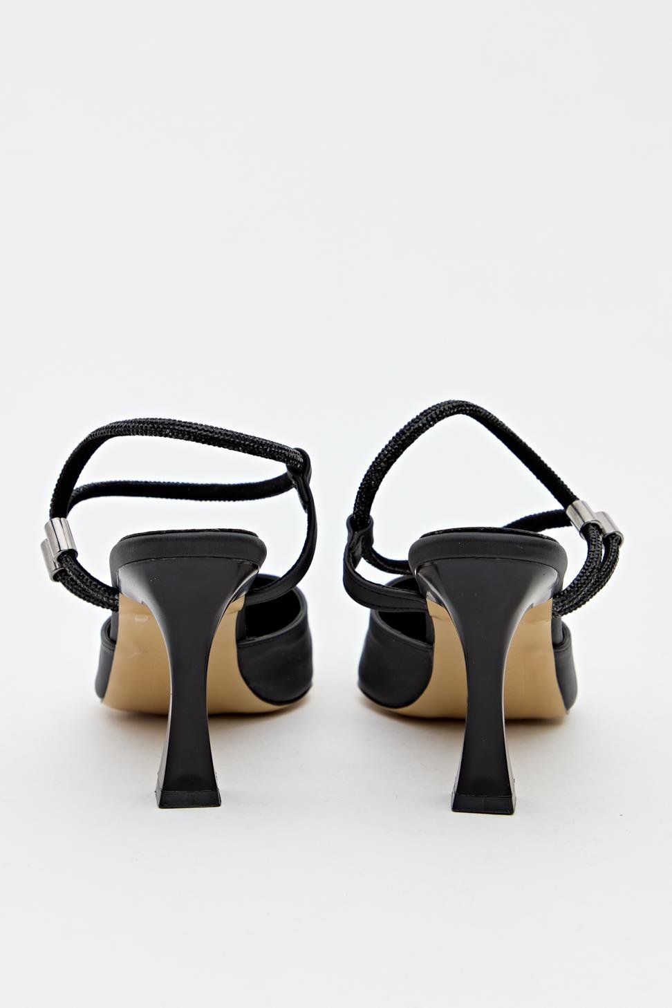 Kadın Topuklu Üstten Bantlı Abiye Ayakkabı SİYAH