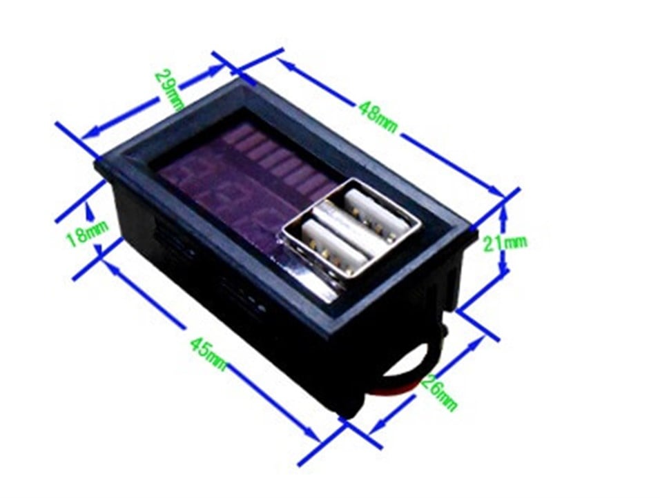 12v Akü Yüzde Ve Volt Göstergeli 5V Usb Çıkışlı 
