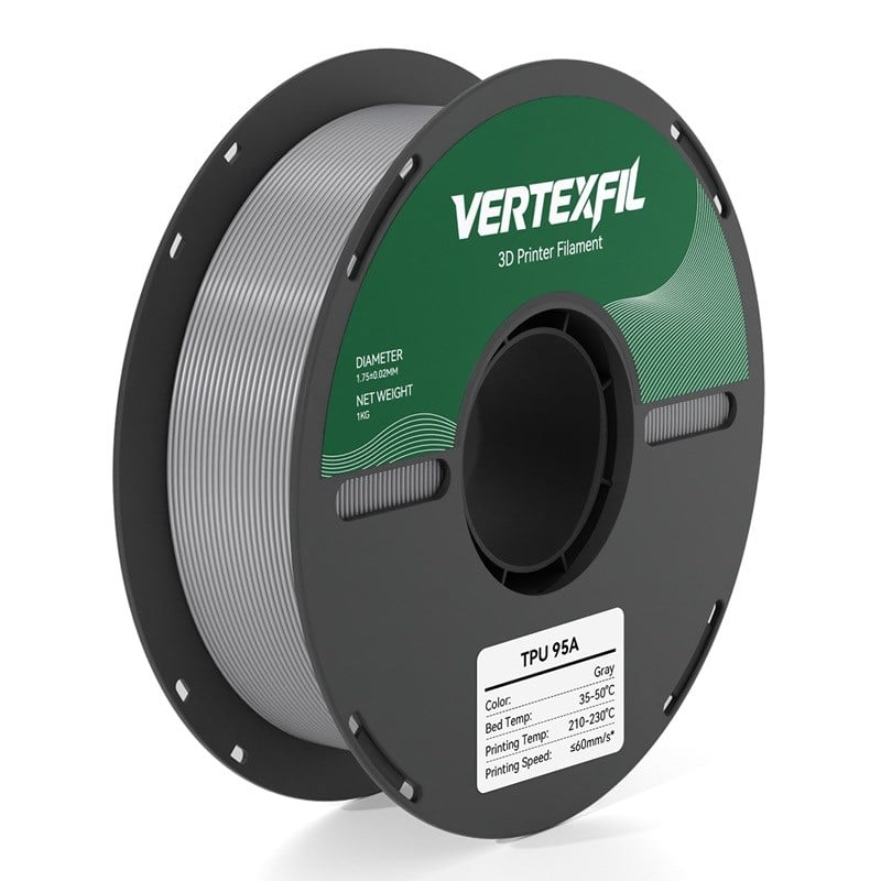 VERTEXFIL TPU 95A Flex Esnek Filament Gri 1.75mm 1Kg