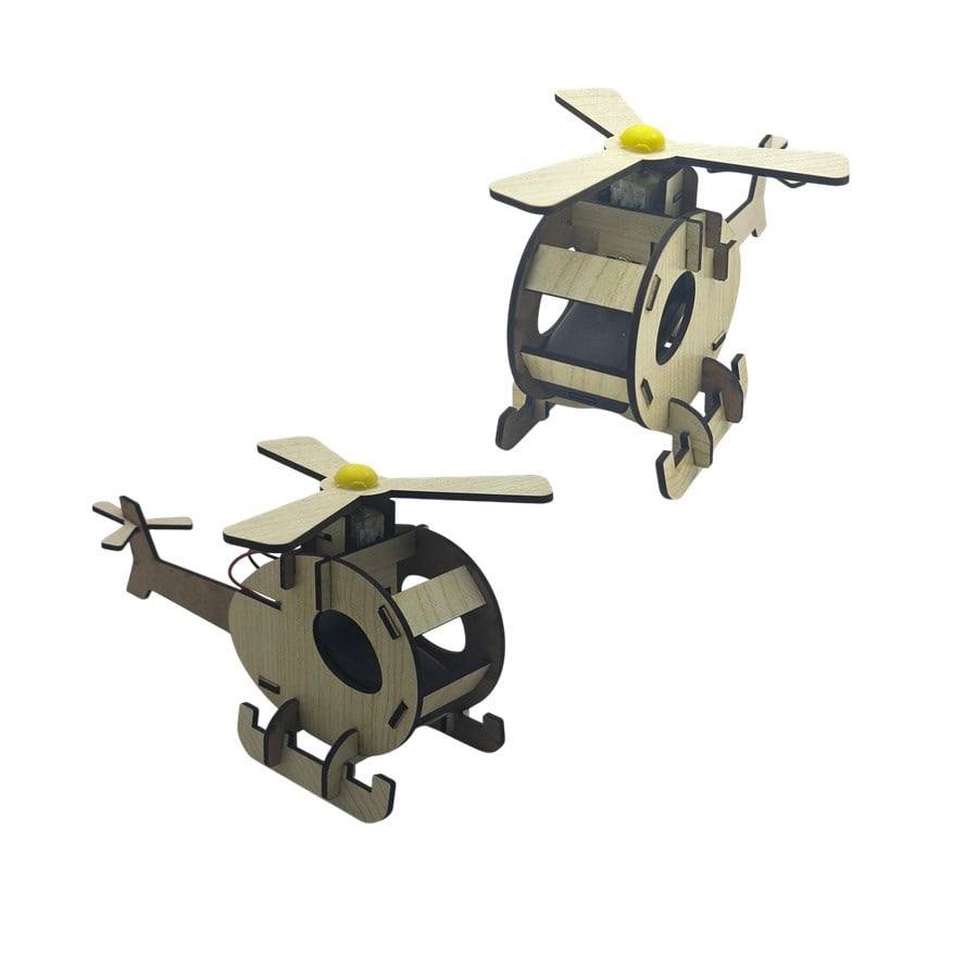 Ahşap Motorlu Helikopter Robot STEM Eğitim Seti