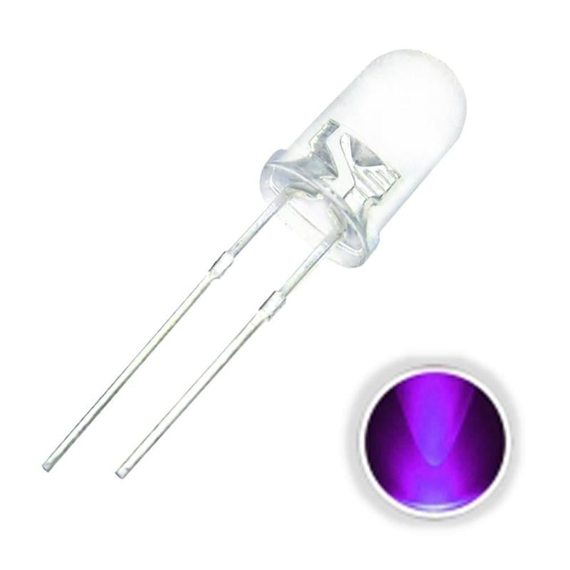5mm UV MOR IŞIK LED Ultraviolet 395 405nm