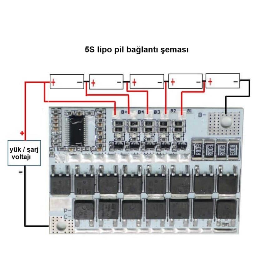 5S 18V 100A Lipo Pil Bms Balans Devresi Şarj Modülü