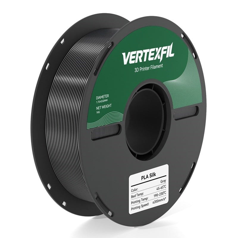 VERTEXFIL Silk PLA Gri Filament 1.75mm 1Kg