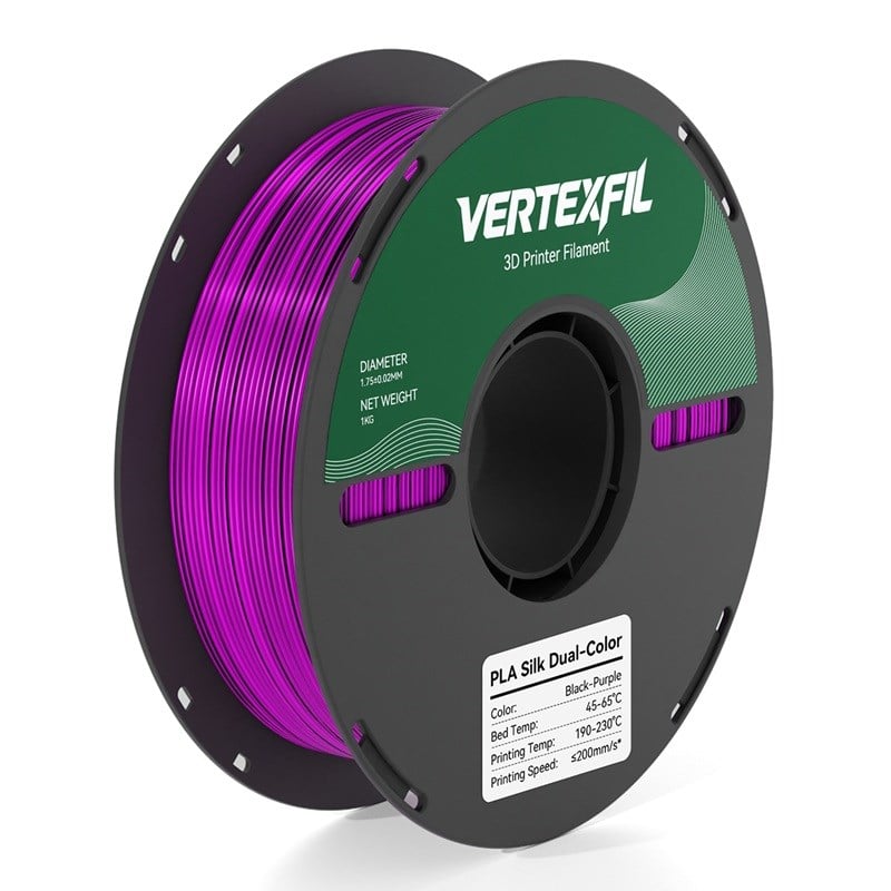VERTEXFIL Çift Renkli Silk PLA Siyah Mor Filament 1.75mm 1Kg