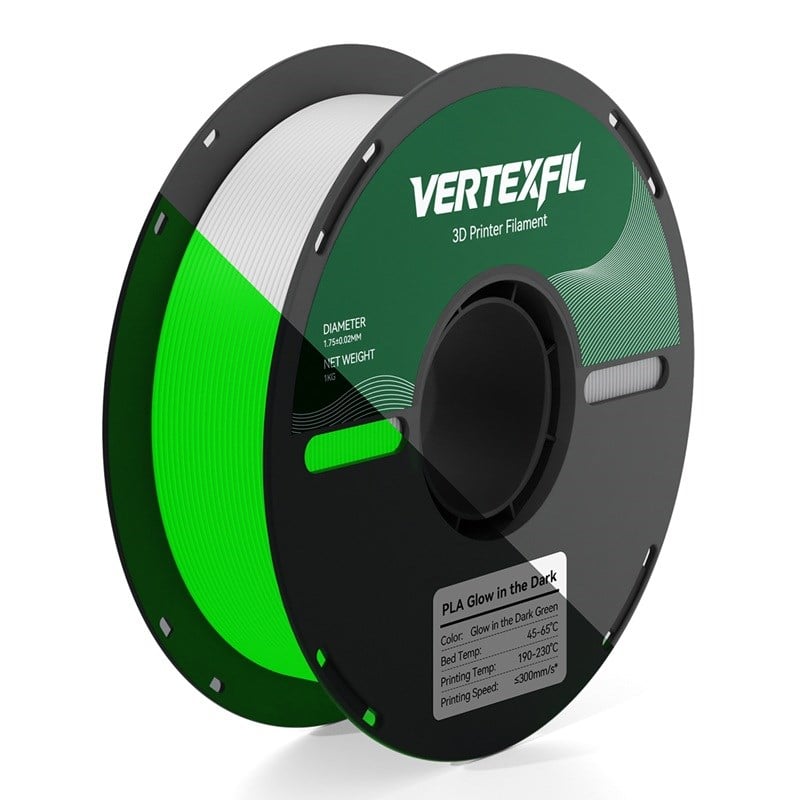 VERTEXFIL PLA Glow Karanlıkta Parlayan Filament Yeşil 1.75mm 1Kg