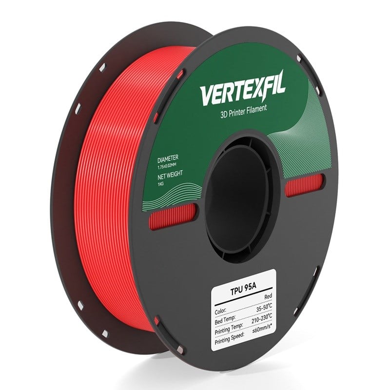 VERTEXFIL TPU 95A Flex Esnek Filament Kırmızı 1.75mm 1Kg