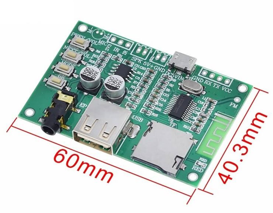 BT201 Bluetooth 5.0 Stereo mp3 Ses Alıcı USB-TF Modülü