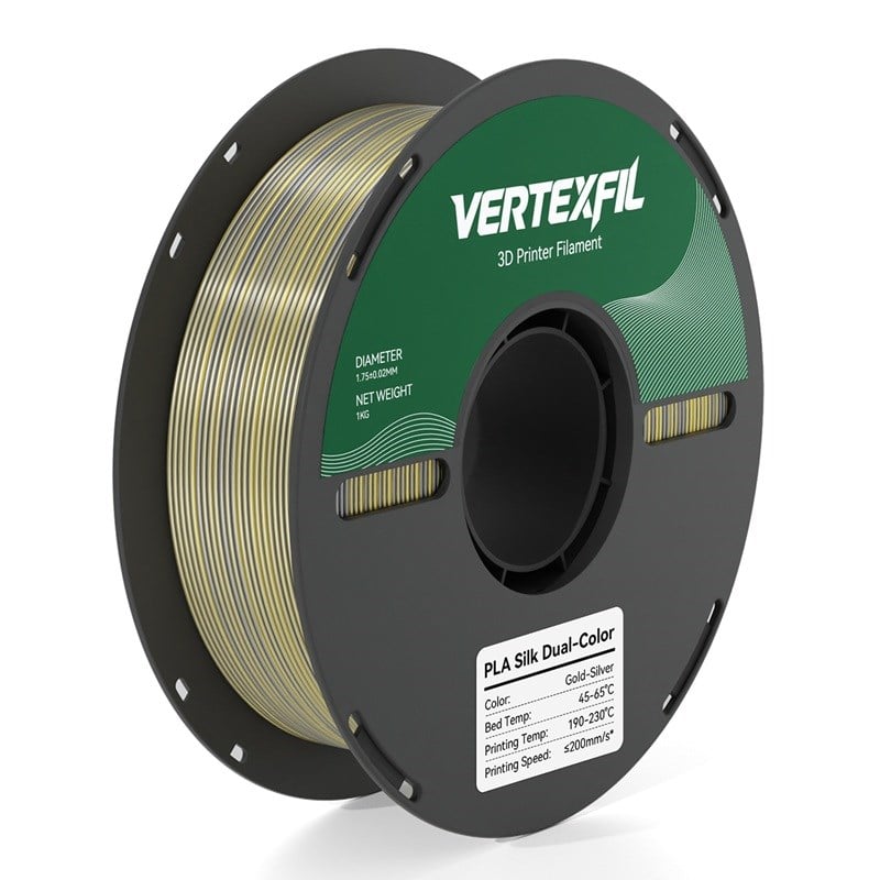 VERTEXFIL Çift Renkli Silk PLA Altın Gümüş Filament 1.75mm 1Kg