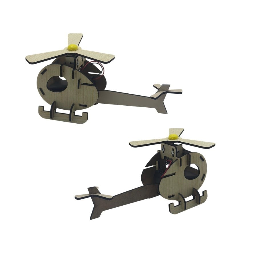 Ahşap Motorlu Helikopter Robot STEM Eğitim Seti