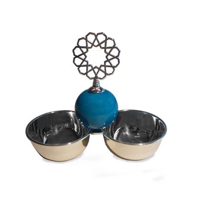 Turquoise Double  Snack Bowl SIL691