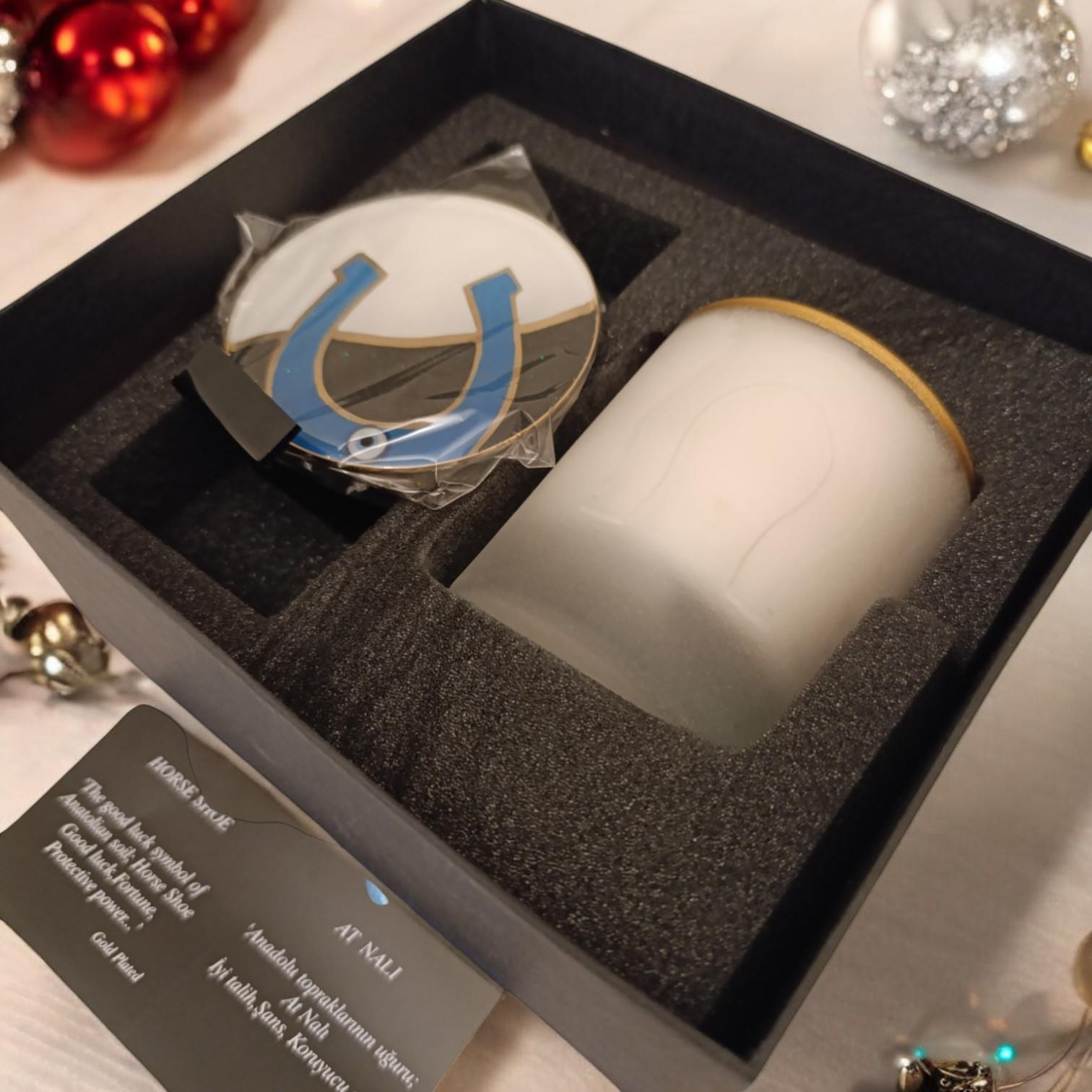 New ArrivalHirefHorseshoe Glass Candle and Horseshoe Evil Eye Set