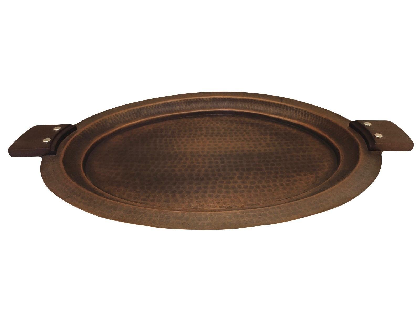 New ArrivalHIREFBakır Oval Ahşap Kulplu Tepsi