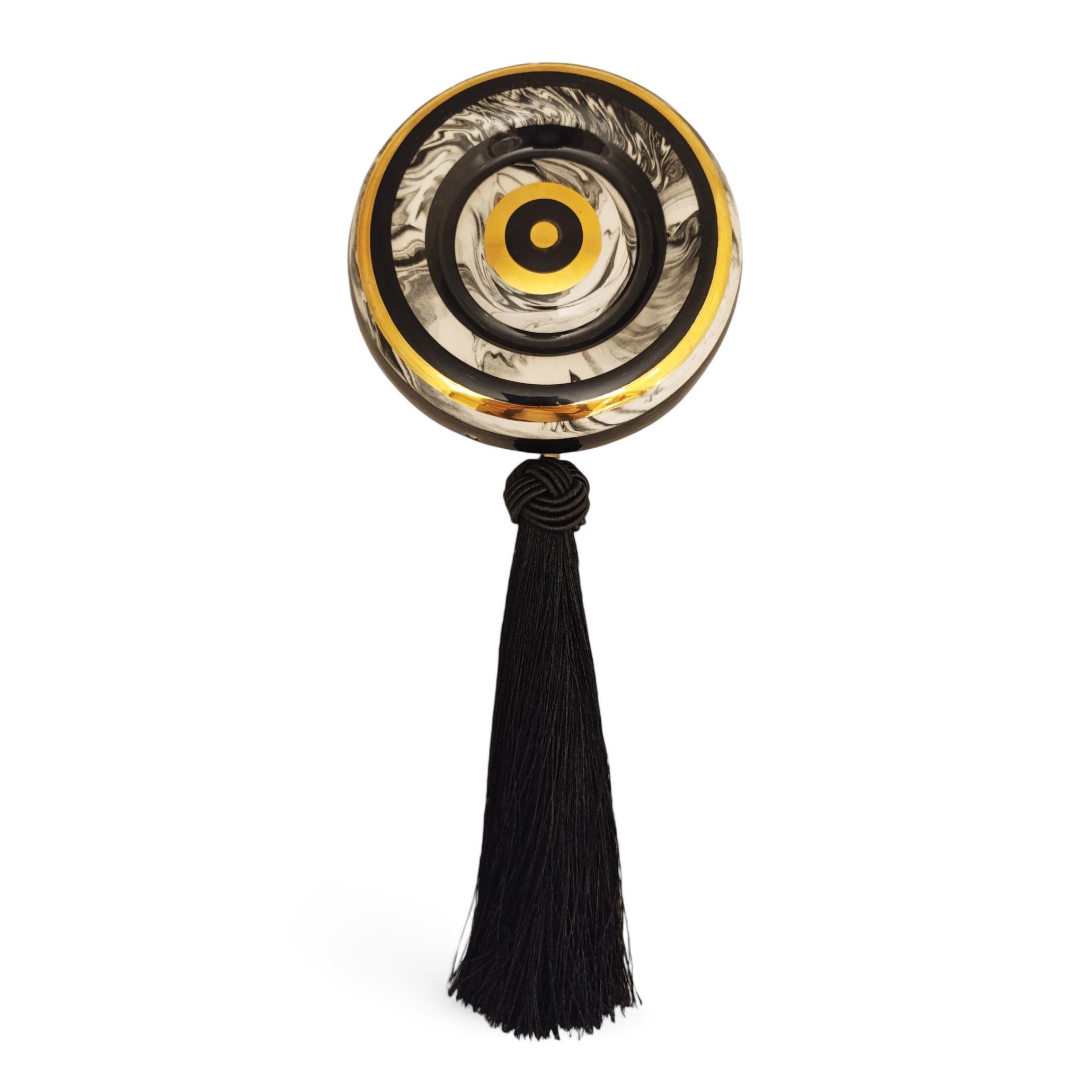 En YenilerHirefEbruli Nazarlık Siyah-Gold Obje