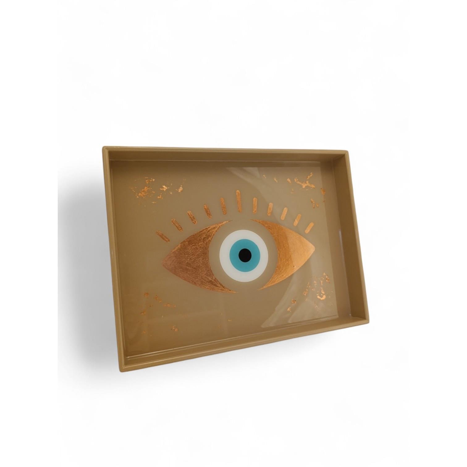 En YenilerHirefNazar Varak Kaplamalı Lake Krem Tepsi L Boy