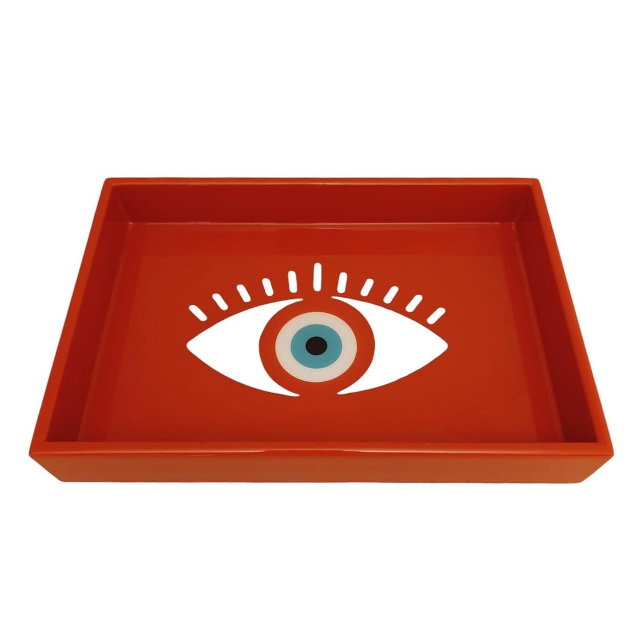 En YenilerHirefNazar Varak Kaplamalı Lake Turuncu Tepsi S Boy