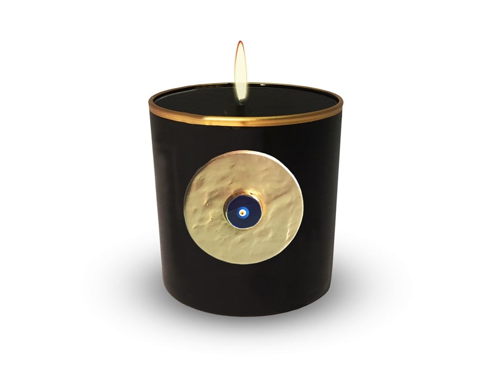 Nazar Boncuklu Tarçın Kokulu mum Siyah Gold493