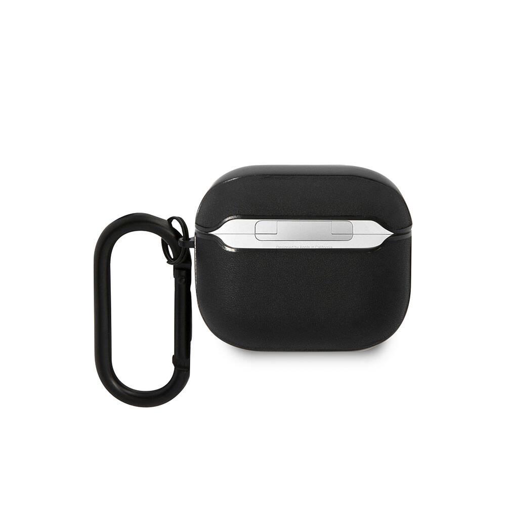 Apple Airpods 3.Nesil Kılıf BMW Orjinal Lisanslı PU Deri Mavi Beyaz Çizgili Metal Logolu Kapak