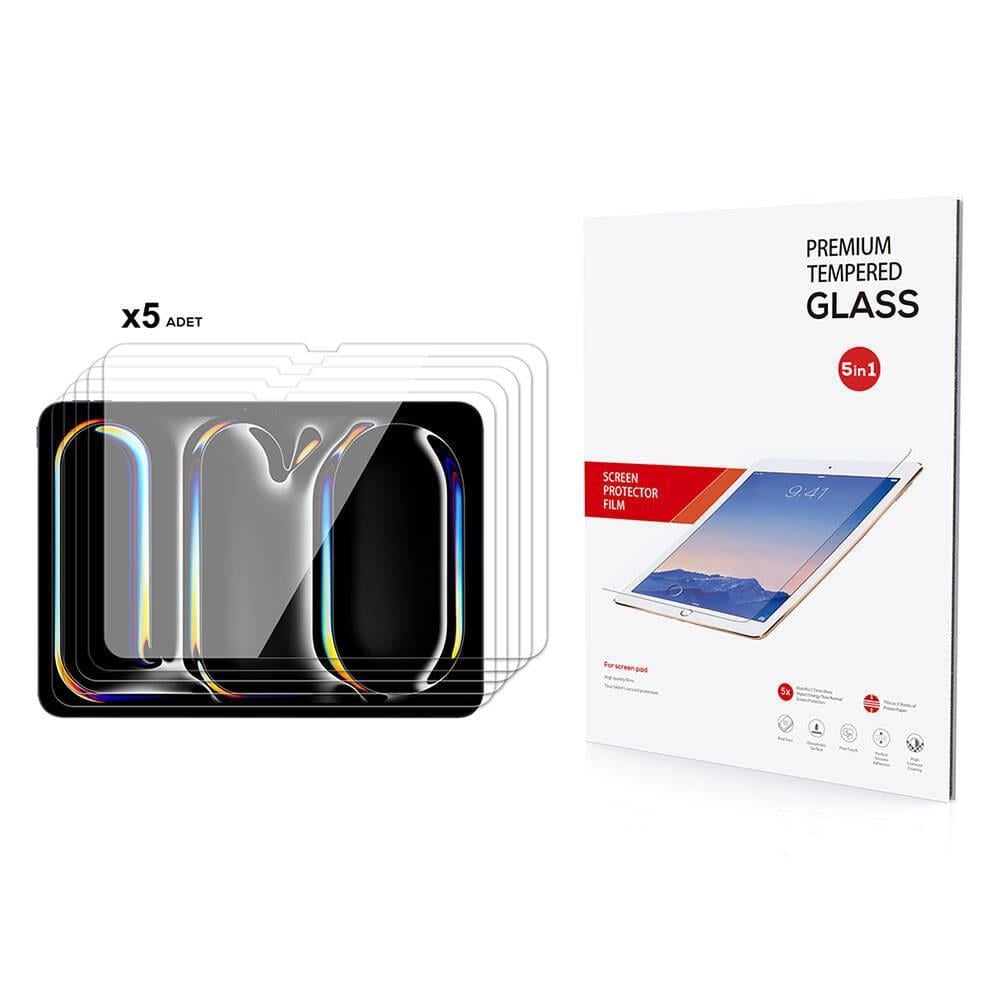 Apple iPad 13 Pro 2024 Zore 5in1 Tablet Temperli Cam Ekran Koruyucu