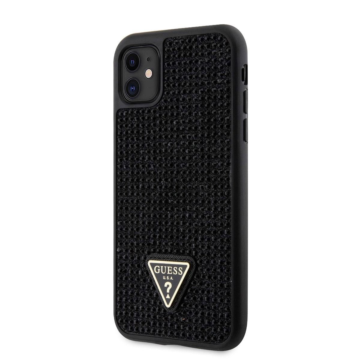 Apple iPhone 11 Kılıf Guess Orjinal Lisanslı Taşlı Arka Yüzey Üçgen Logolu Kapak
