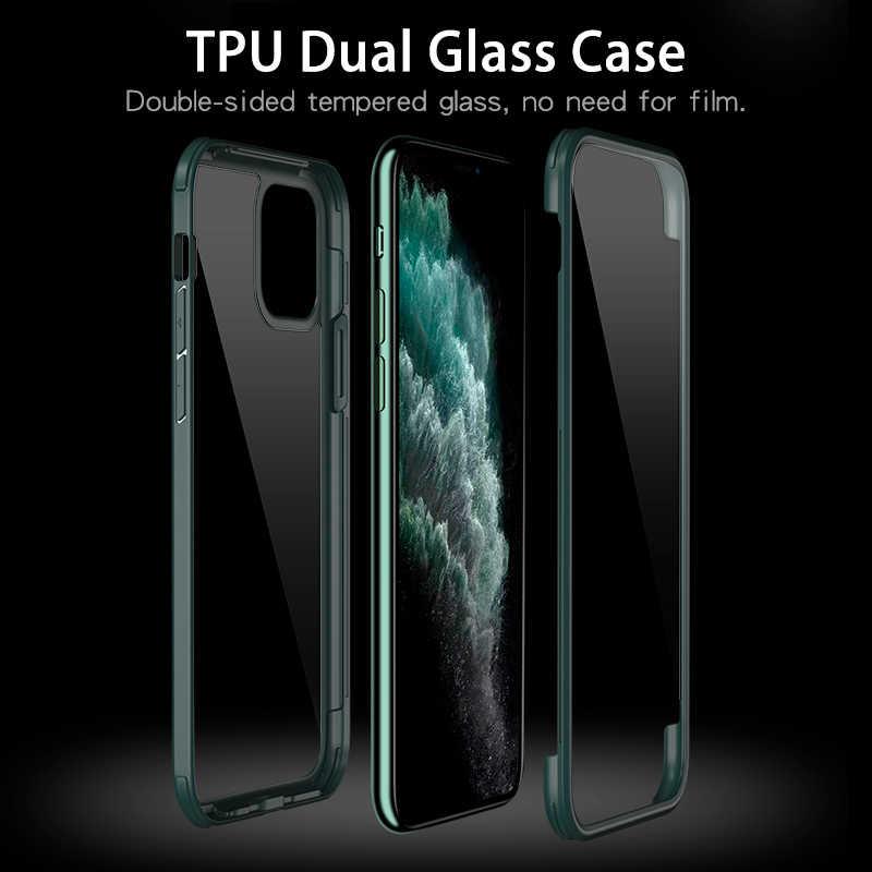 Apple iPhone 11 Kılıf Zore Dor Silikon Temperli Cam Kapak