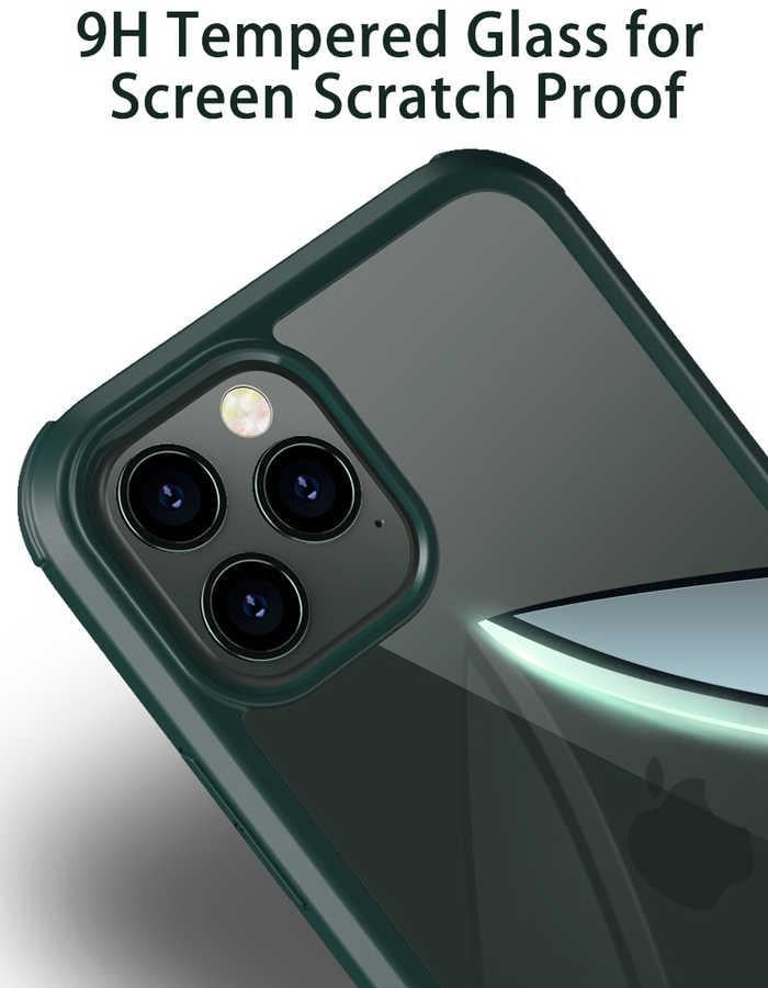 Apple iPhone 11 Pro Max Kılıf Zore Dor Silikon Temperli Cam Kapak