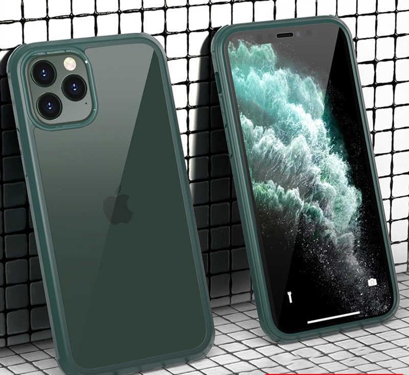 Apple iPhone 11 Pro Max Kılıf Zore Dor Silikon Temperli Cam Kapak