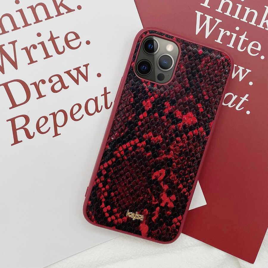 Apple iPhone 12 Kılıf Kajsa Glamorous Serisi Snake Pattern Kapak