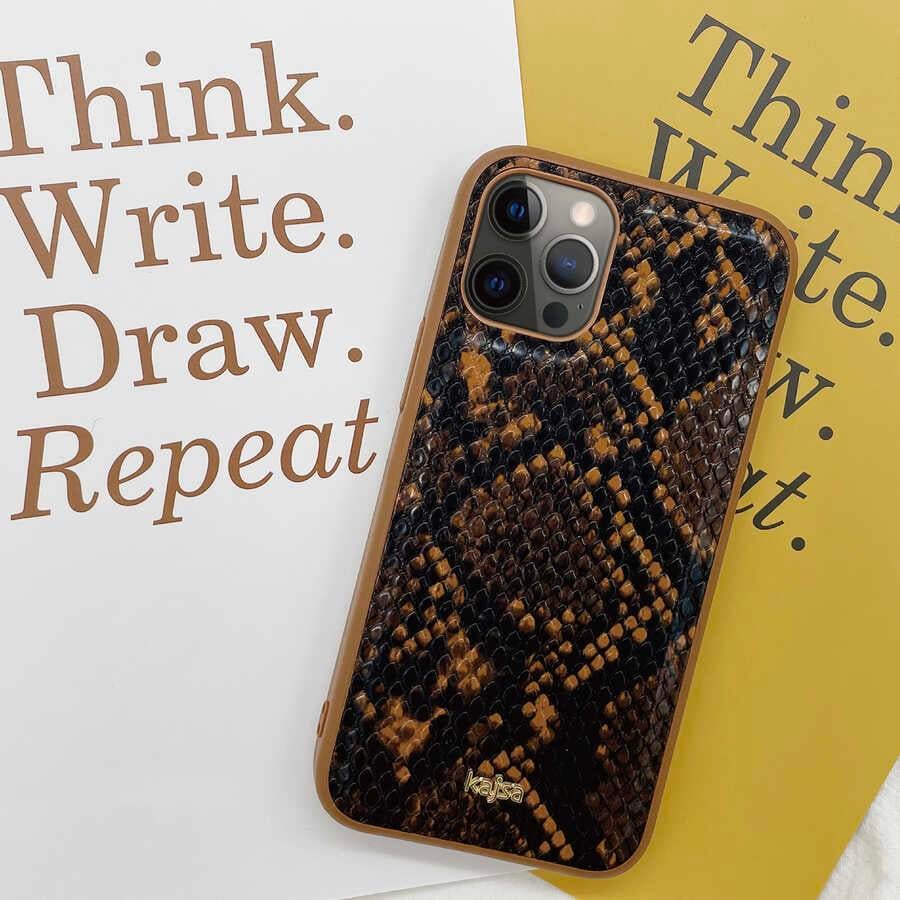 Apple iPhone 12 Pro Kılıf Kajsa Glamorous Serisi Snake Pattern Kapak