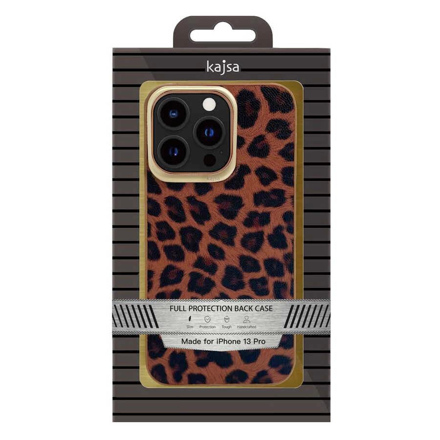 Apple iPhone 13 Kılıf Kajsa Glamorous Serisi Leopard Combo Kapak