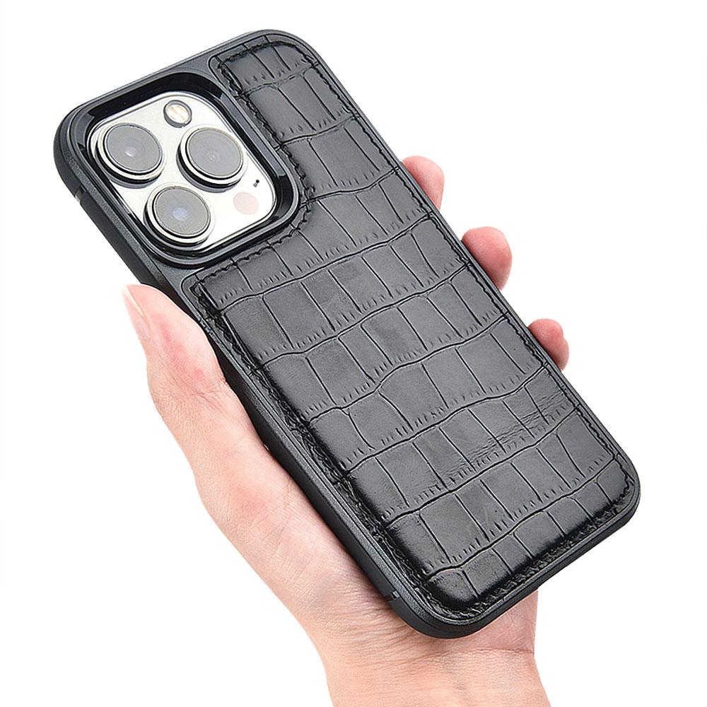 Apple iPhone 13 Kılıf Wiwu Croco Pattern Calfskin Orjinal Deri Kapak