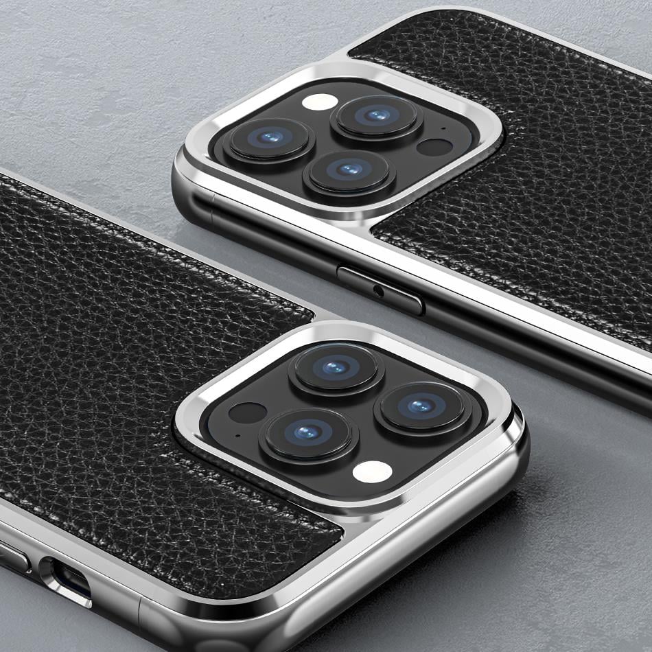 Apple iPhone 13 Kılıf Wiwu Genuine Leather Silver Calfskin Orjinal Deri Kapak