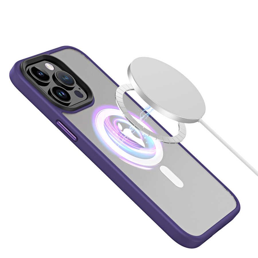 Apple iPhone 13 Pro Kılıf Wireless Şarj Özellikli Zore Hibrit Magsafe Kapak