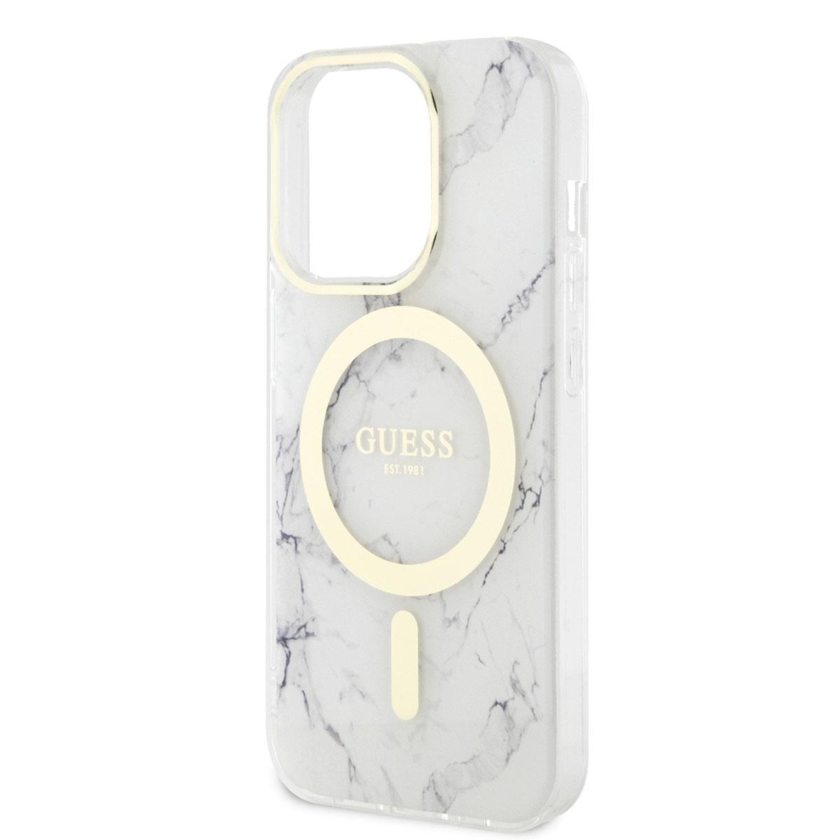 Apple iPhone 13 Pro Max Kılıf GUESS Magsafe Şarj Özellikli Mermer Desenli Kapak