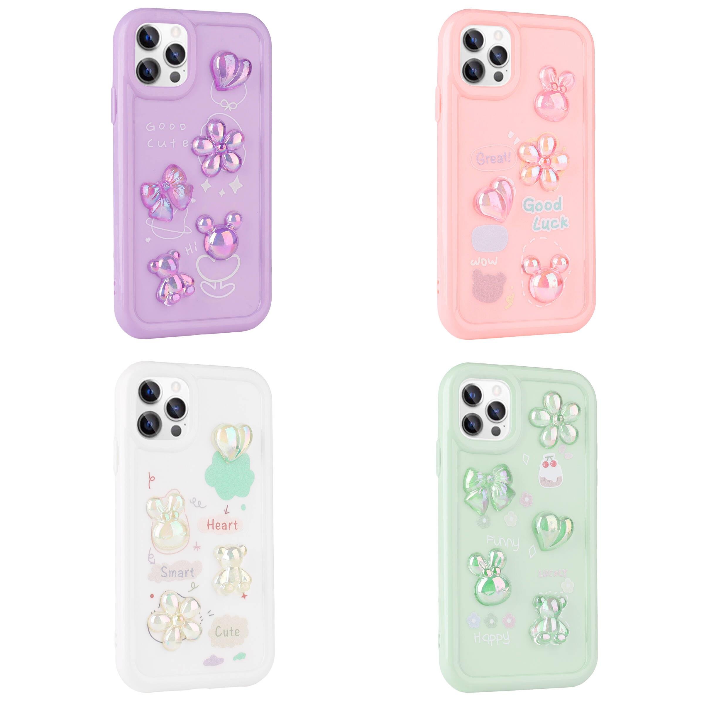 Apple iPhone 13 Pro Max Kılıf Kabartma Figürlü Parlak Zore Toys Silikon Kapak