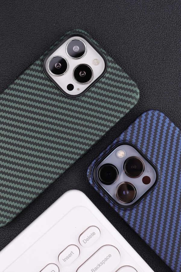 Apple iPhone 13 Pro Max Kılıf Karbon Fiber Tasarımlı Zore Karbono Kapak