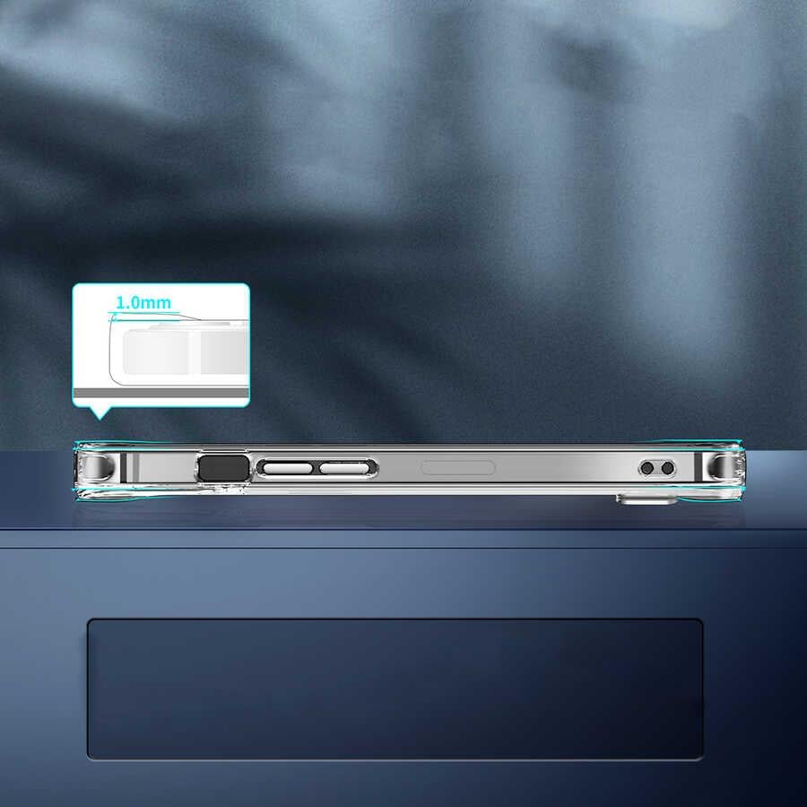 Apple iPhone 13 Pro Max Kılıf Standlı Şeffaf Silikon Zore L-Stand Kapak