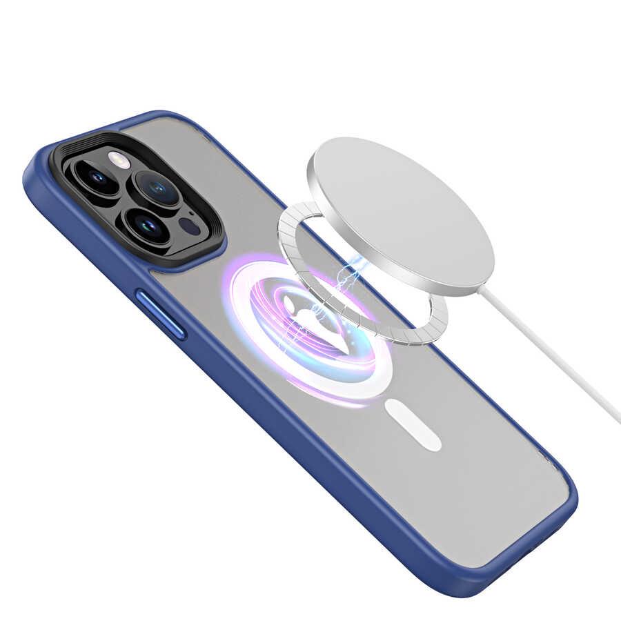 Apple iPhone 13 Pro Max Kılıf Wireless Şarj Özellikli Zore Hibrit Magsafe Kapak