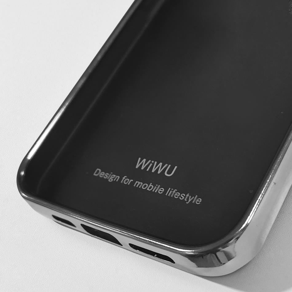 Apple iPhone 13 Pro Max Kılıf Wiwu Genuine Leather Silver Calfskin Orjinal Deri Kapak