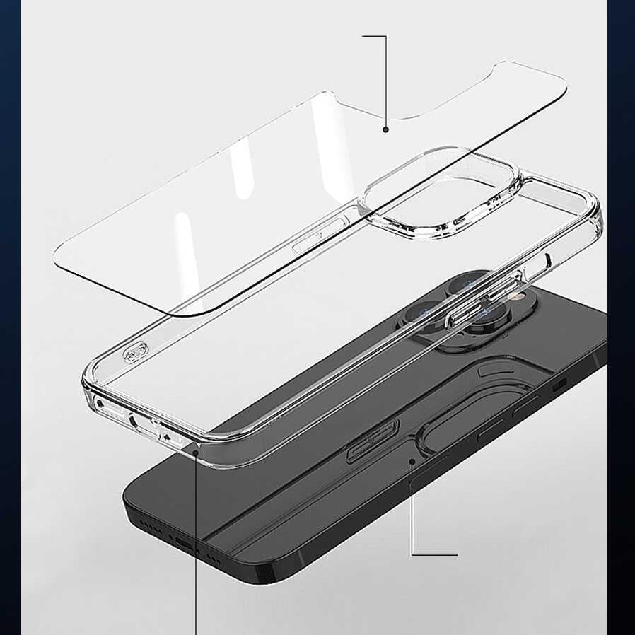 Apple iPhone 13 Pro Wiwu Magsafe Şarj Özellikli Lens Korumalı Şeffaf Silikon Kapak
