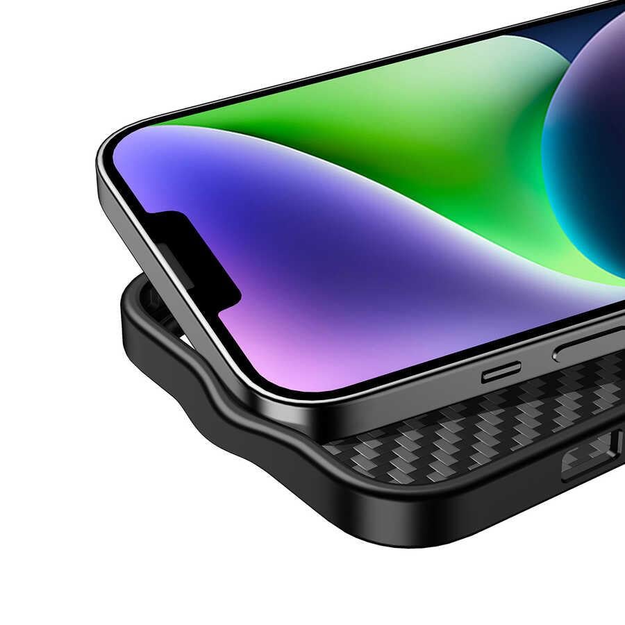 Apple iPhone 14 Kılıf Aramid Karbon Fiber Magsafe Özellikli Wlons Radison Kapak