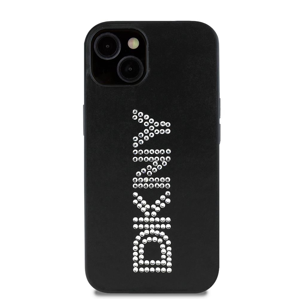 Apple iPhone 14 Kılıf DKNY Orjinal Lisanslı Taşlı DKNY Yazılı Metalik Rhinestones PU Deri Kapak