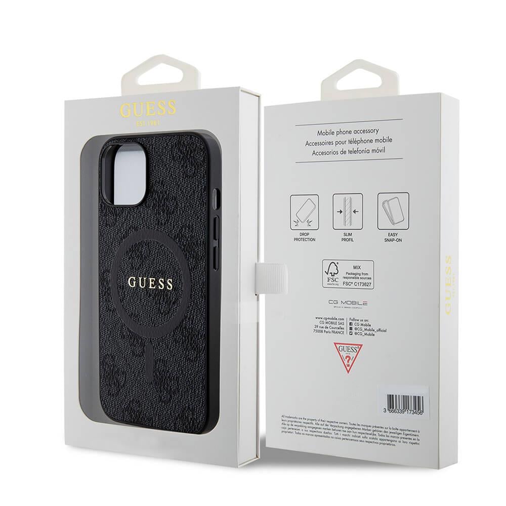 Apple iPhone 14 Kılıf Guess Orjinal Lisanslı Magsafe Şarj Özellikli 4G Desenli Yazı Logolu Kapak