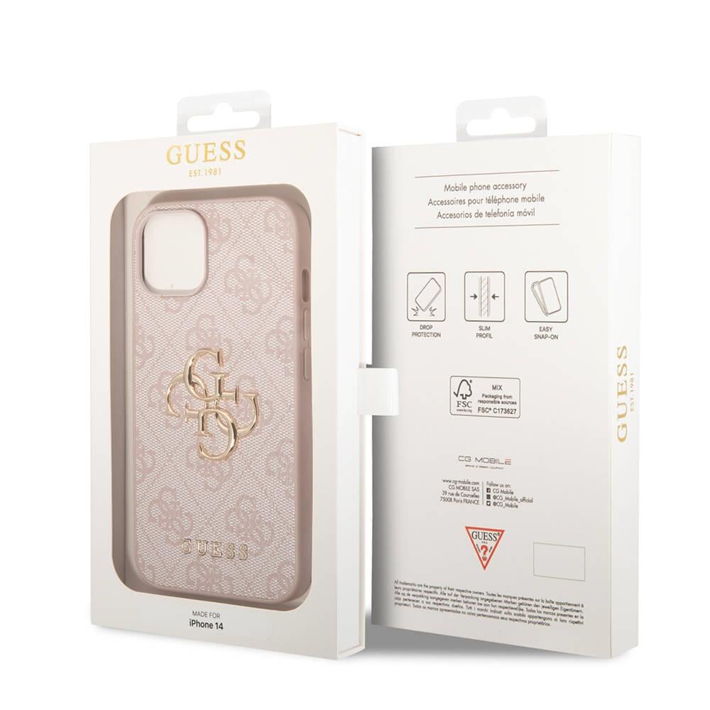 Apple iPhone 14 Kılıf Guess PU Deri Büyük Metal Logo Dizaynlı Kapak