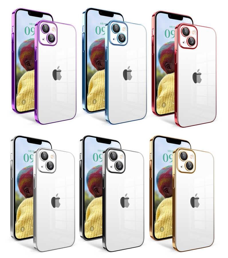 Apple iPhone 14 Kılıf Kamera Korumalı Renkli Çerçeveli Zore Garaj Kapak
