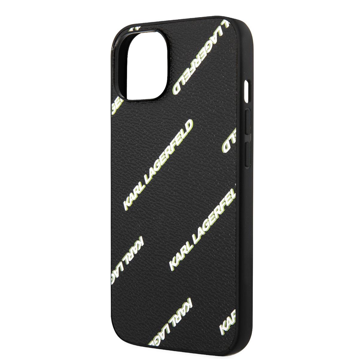 Apple iPhone 14 Kılıf Karl Lagerfeld PU Suni Deri Logolu Dizayn Kapak