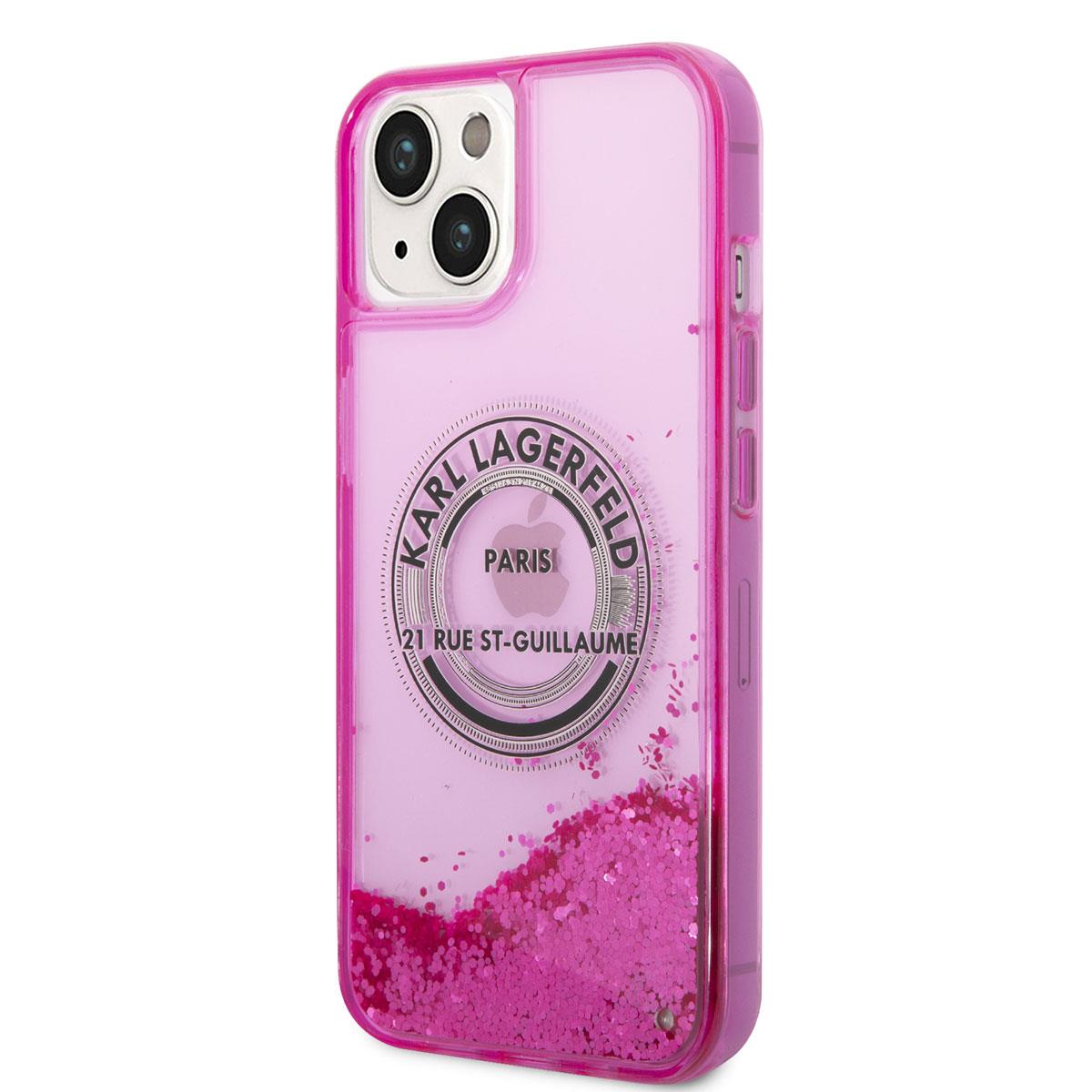 Apple iPhone 14 Kılıf Karl Lagerfeld Sıvılı Simli RSG Dizayn Kapak