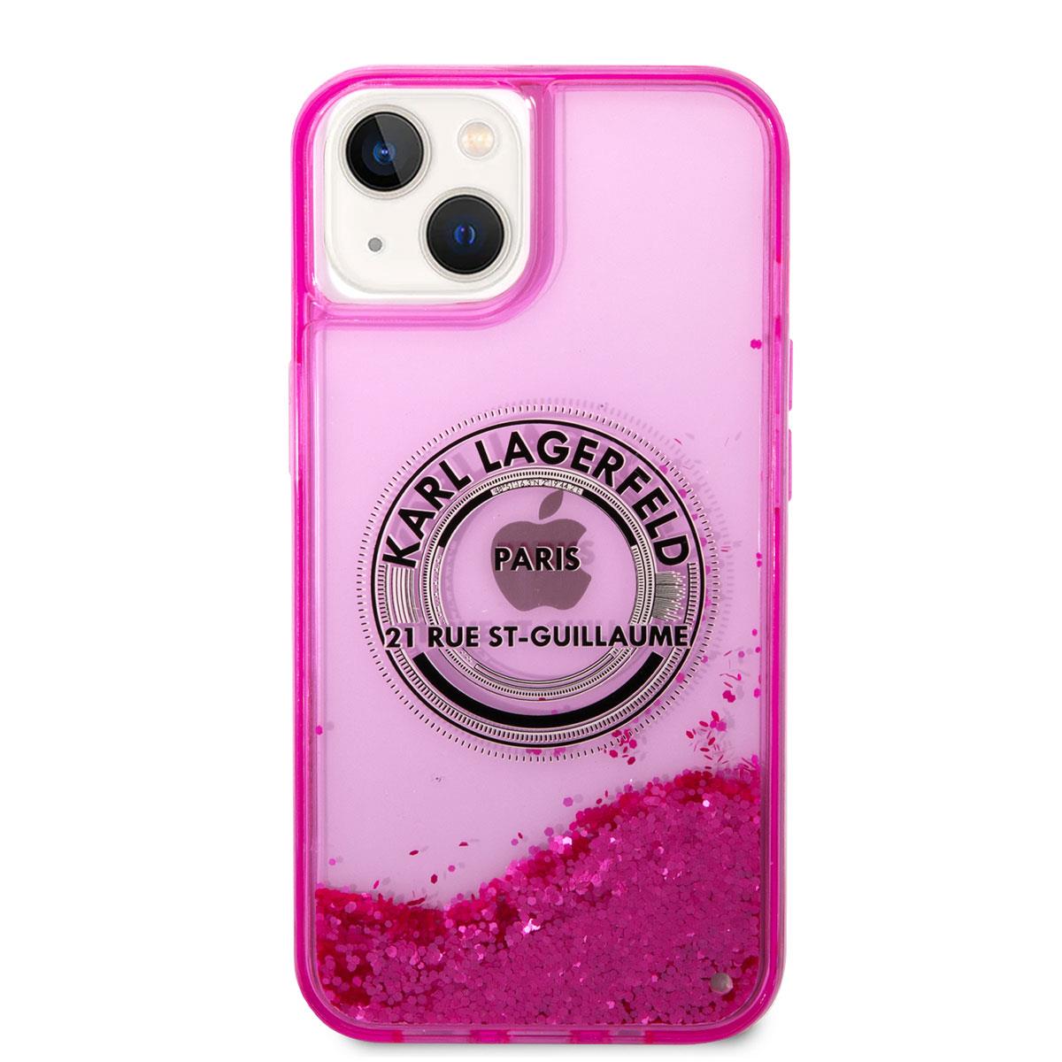 Apple iPhone 14 Kılıf Karl Lagerfeld Sıvılı Simli RSG Dizayn Kapak